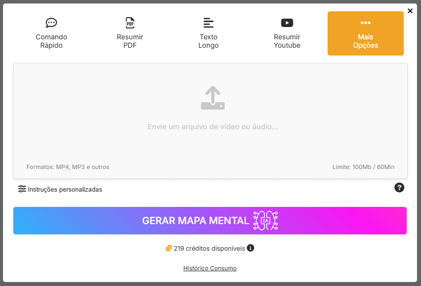 gerar mapa mental de video e audio